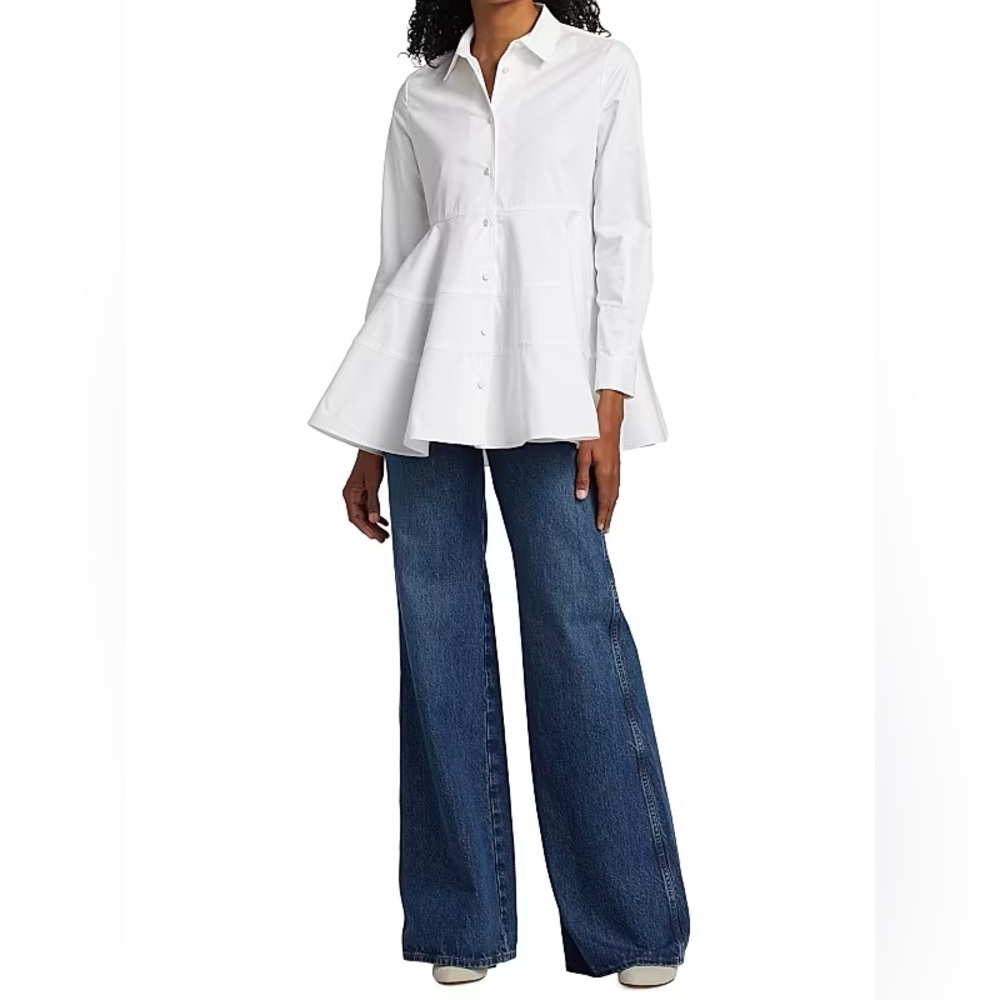 Co Cotton Peplum Shirt in White